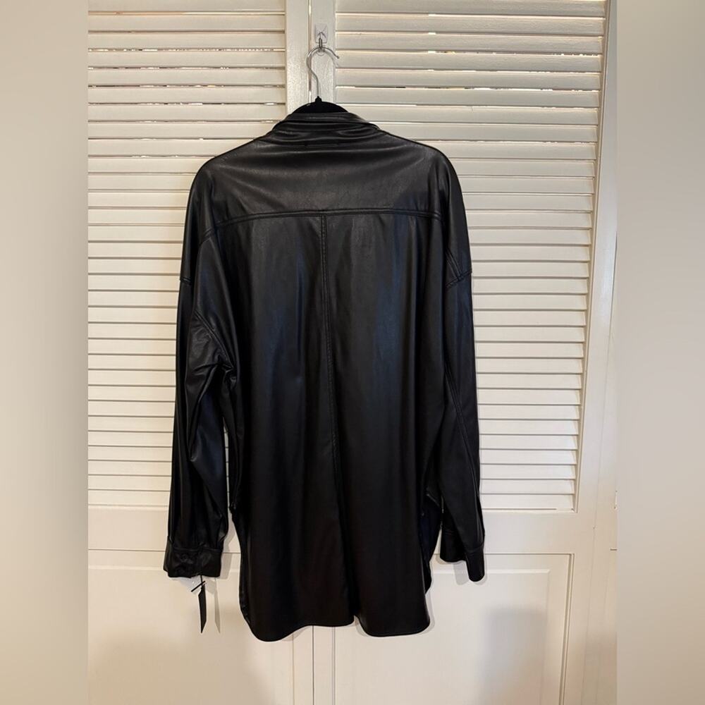 NEW NWT Ona by Yoon Chung Black Faux Leather Shacket - Picture 4 of 4